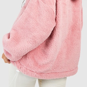 Sweat à capuche en coton unisexe surdimensionné de 500 g/m² pull en polaire Teddy de haute qualité sans ficelle à bouton-pression personnalisé hiver à capuche - Product Image 3