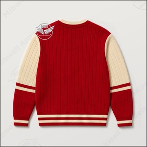 Nouveau pull en tricot plat rouge à col en V pour femme DST, broderie 1913, style vintage, manches longues, automne/hiver - Product Image 2