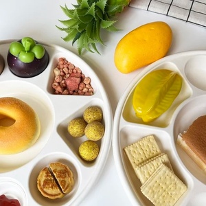 Heavy Duty <b>Round</b> <b>Tray</b> for Restaurant Delivery and Catering Packaging 9 Compartment Meal Plates Bagasse Restaurants and Outdoor - Product Image 3