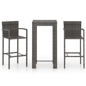 Conjunto de Bar para Jardín Mediano, Ratán PE Gris con Acero con Recubrimiento en Polvo, Conjuntos de Bar Duraderos y Elegantes - Product Image 2