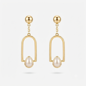 Pendientes Colgantes de Perlas Naturales con Baño de Oro de 18K, Joyería Vintage de Moda, Regalo para Mujer, para Fiestas - Product Image 1
