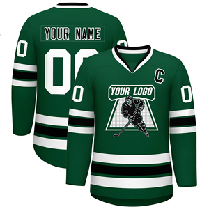Camiseta de Hockey sobre Hielo Personalizada, Unisex, Negra con Rayas Blancas, Manga Corta, Impresión Sublimada, Malla Transpirable de Poliéster, para Invierno - Product Image 4
