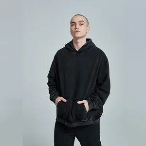 Sudadera con Capucha Extra Grande para Hombre, Color Sólido, Algodón French Terry, Estilo Casual para Otoño, Diseño con Bolsillos, Corte Regular, Tejido de Punto - Product Image 5