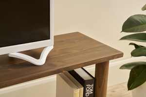 Meilleur meuble TV en bois massif fait main, console de télévision en bois avec étagères de rangement ouvertes, centre de divertissement pour salon - Product Image 3