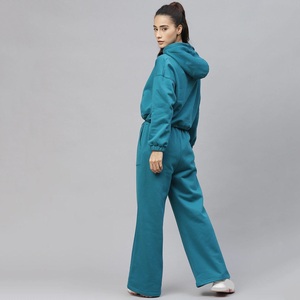 New Arrival Women's Fashion Tracksuit <b>Cropped</b> Hoodie and <b>Jogger</b> Sweatpants Set for Daily Wear 100% Cotton Anti-Pilling - Product Image 2