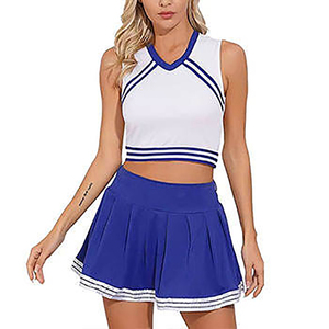 Tenue de cheerleading personnalisée pour femme – Robe sans manches en polyester avec dos nageur et jupe évasée à taille élastique - Product Image 1