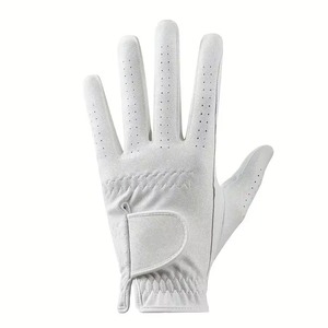 Gants de golf pour homme en cuir de chèvre blanc respirant de haute qualité, main droite, taille S, à enfiler, logo personnalisable pour le sport - Product Image 4