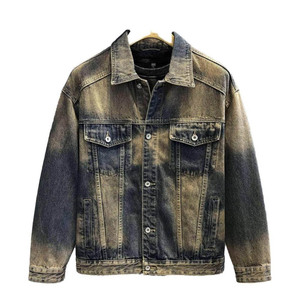 Men's Dip Dye Denim <b>Jacket</b> Regular Fit Button Front Casual Washed Cotton Coat Autumn Style - Product Image 6