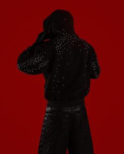 Sudadera con capucha personalizada vintage lavada y desgastada para hombre, OEM de fábrica, extragrande, de algodón 100% de alto gramaje, con cremallera y pedrería - Product Image 5