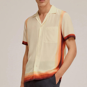 Camiseta Casual de Manga Corta para Hombre, con Degradado de Color, Corte Holgado, con Ribete en Contraste y Tejido de Tela - Product Image 4