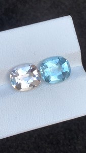 Aigue-marine naturelle et morganite, paire inversée de pierres précieuses ovales taillées, pour la création de bijoux fins, pierre précieuse de béryl pastel - Product Image 4
