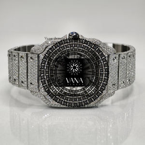 Montre de luxe en acier inoxydable sertie de moissanite VVS, testée au diamant, pour homme, style hip-hop - Product Image 6