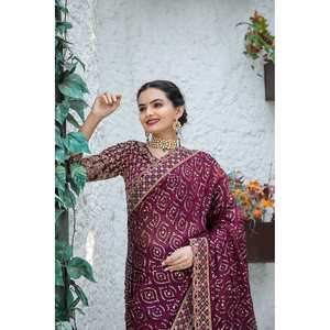 Hermoso Sari de Fiesta para Mujer con Lentejuelas, Bordado Dori y Zari - Product Image 3