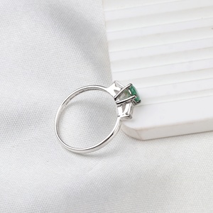Wholesale 925 Solid Sterling <b>Silver</b> Natural <b>Emerald</b> Baguette Cubic Zirconia Three Stone <b>Ring</b> Fine Jewelry Memoria Jewels - Product Image 5