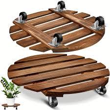Soporte para Macetas de Madera Natural Sólida con Ruedas, Base Rodante para Plantas, Hecho en Vietnam - Product Image 6