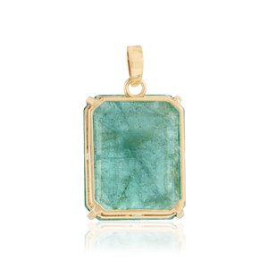 100% Precious Luxurious 15x18 mm Big Zambian <b>Emerald</b> Gemstone Statement <b>Pendant</b> Wedding Party Wear Jewelry 14K Yellow Gold - Product Image 6