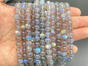 Cadena de cuentas redondas de piedra lunar arcoíris natural |   Cuentas Sueltas de Piedras Preciosas Lisas para la Fabricación de Joyas |   Categoría 4mm 6mm 8mm 10mm - Product Image 6