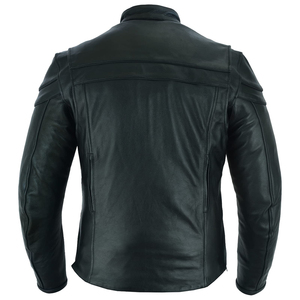 Men's PU Winter Casual Motorcycle Jacket <b>Turtleneck</b> Collar Zipper Closure Windproof Slim Fit Regular Sleeve Solid Color - Product Image 3