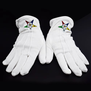 Gants blancs de franc-maçon personnalisés brodés, en coton, de haute qualité, avec logo Royal Arch, gants maçonniques blancs - Product Image 5