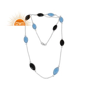 Collier multi-pierres précieuses naturelles, en argent Sterling 925, fait à la main, vente en gros, bijou - Product Image 3