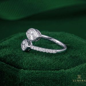 IGI Certified Lab Grown <b>Diamond</b> Marquise Open <b>Ring</b> 18K White Gold Fine Jewelry LUMERA FINE JEWELLERY RGF-170 Half Moon Side - Product Image 2