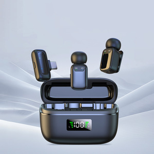 <b>Wireless</b> Lavalier Conference <b>Microphone</b> 2.4G <b>Wireless</b> Noise Cancelling LED RGB Lighting Portable Lightweight Recording Karaoke - Product Image 1
