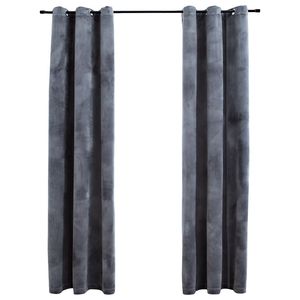 Antracite 37 "x 95" tende oscuranti velluto con anelli Set 2 pezzi - Product Image 1