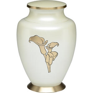 Urna Funeraria de Metal para Cenizas de Adultos, Estilo Americano/Europeo, con Grabado de Flor Rosa en Latón Pulido - Product Image 2