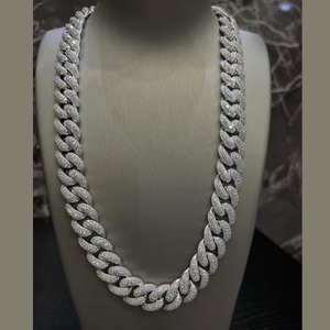 Collier chaîne cubaine 16 mm en moissanite sertie de pierres, coupe brillante VVS, en argent sterling 925 plaqué rhodium, style hip-hop, pour fiançailles - Product Image 3