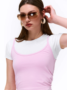 Camiseta Corta de Tirantes Finos con Cuello Redondo 100% Algodón para Mujer, Estilo Y2K, Ropa Urbana, Estilo Boutique, Logotipo Personalizado - Product Image 4