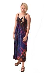 Vestido Maxi Bohemio Tie Dye Pintado a Mano, Rayón y Spandex, Ropa para Festivales - Product Image 5