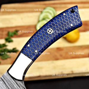 Cuchillo de carnicero de acero de Damasco de alta resistencia, forjado a mano, estilo moderno, mango de resina con diseño de panal, ambidiestro, 7 pulgadas, 3.5 mm - Product Image 2