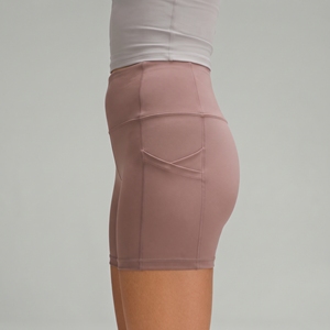High Quality Custom Women's High Rise Workout Shorts Breathable Pocket Gym Fitness Yoga Activewear Shorts - Product Image 4