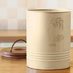 Elegante y Duradero Contenedor de Metal para Arroz de 8.6x8.6x11'' con Tapa de Madera, Recipiente para Cocina - Product Image 5
