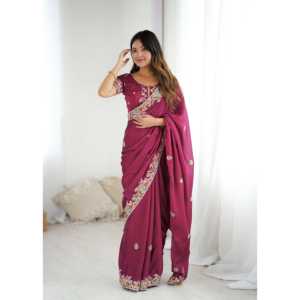 Sari africain fantaisie avec broderie, perles et paillettes - Product Image 5