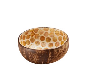 Stunning honeycomb <b>mosaic</b> pattern on this Mother of pearl coconut bowl a unique handcrafted piece for your refined home decor - Product Image 1