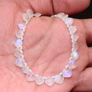 AAA White Moonstone 7mm-8mm Faceted Square Briolette Natural <b>Blue</b> Fire Rainbow Moonstone Semiprecious Gemstone <b>Beads</b> For Jewelry - Product Image 4