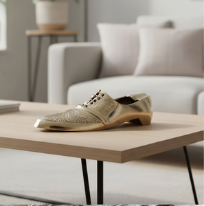 Novelty <b>vintage</b> engraved solid brass shoe-shaped tabletop <b>ashtray</b>, available at wholesale prices. - Product Image 1
