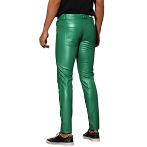 Pantalon en cuir slim pour jeunes hommes, séchage rapide, tissu confortable, poches personnalisées, pour le quotidien - Product Image 2