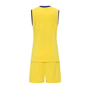 Custom Yellow Purple V-Neck Sleeveless <b>Volleyball</b> Uniform <b>Set</b> Unisex Moisture Wicking Sublimated Print Teamwear - Product Image 3
