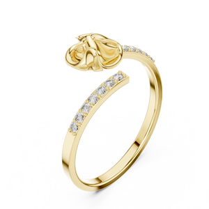 Anillo de oro macizo de 14k para mujer con diseño de flor y diamante de corte redondo minimalista, ideal para regalo, compromiso, aniversario o boda. - Product Image 3