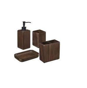 New Arrival Rustic Wooden Bathroom Set For Home Hotel Soap Pump Tumbler <b>Toothbrush</b> <b>Holder</b> Soap Dish Custom Wholesale Supplier - Product Image 5