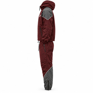 Winter Solid Printed Oxblood <b>Burgundy</b> Crinkle Fabric Hooded Jacket Grey Panel <b>Men's</b> Tracksuit Windproof Waterproof Eco-Friendly - Product Image 3