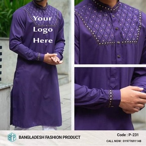 Nouvel arrivage de vêtements panjabi brodés pour hommes de meilleure qualité d'exportation de panjabi kurta pour hommes du Bangladesh - Product Image 4