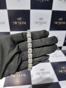 Bracelet Tennis de Luxe en Argent Sterling 925 avec Moissanite VVS Taille Émeraude, Testeur de Diamant Inclus, Maillons Halo pour Hommes et Femmes - Product Image 2