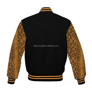 Chaqueta universitaria de lana negra personalizada, chaqueta de béisbol universitaria con letras Bomber, Mangas de piel sintética, bordadas, invierno, 2017 - Product Image 2