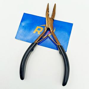 Pince à extensions capillaires en acier inoxydable pour micro-anneaux et nano-perles, outil professionnel pour coiffeurs, couleur or rose OEM avec poignée en plastique - Product Image 3