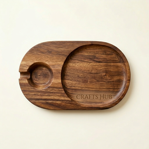 Eco-Friendly Acacia Wood Wine Glass Holder & Charcuterie Serving Tray Portable Picnic Wooden Appetizer <b>Platter</b> Custom Logo - Product Image 4