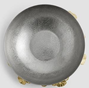 METAL WAVE Bol à fruits en métal nickel antique de style américain, écologique, avec base florale en verre et acier, pour soupes, salades et dattes - Product Image 5