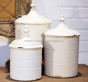 Frascos de almacenamiento de café y té de azúcar de hierro de Metal Vintage blanco, bote hecho a mano para el hogar, Hotel, restaurante, cocina - Product Image 1